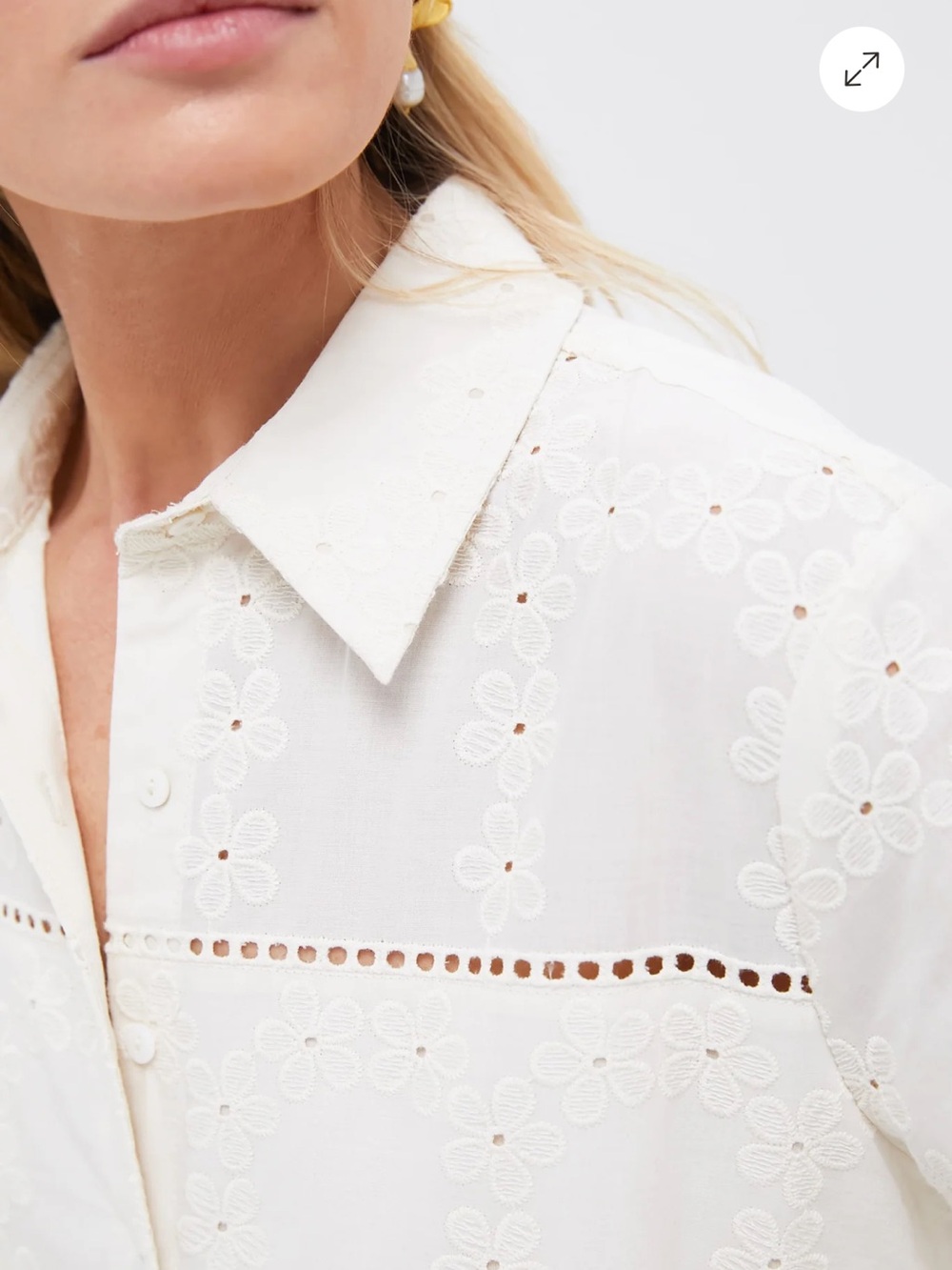 Tuckernuck Pomander Place Ivory Eyelet Griffin Midi Shirt Dress Worn 1x LARGE - Picture 2 of 9